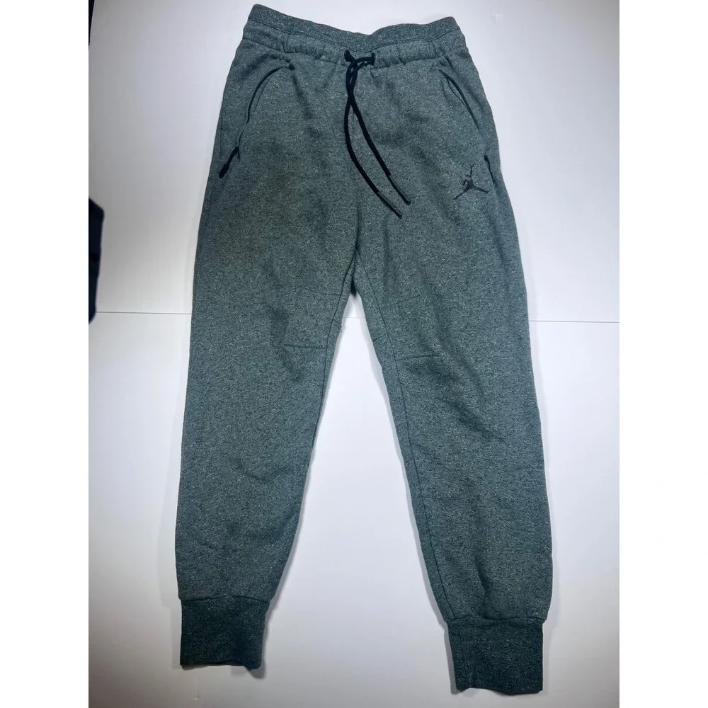 Jordan Joggers Mens Medium Green Heathered Fleece Jumpman Zip Pocket Sweatpants